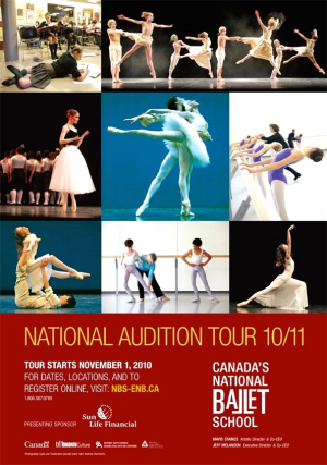 カナダナショナルバレエスクールオーディションツアー案内ポスター